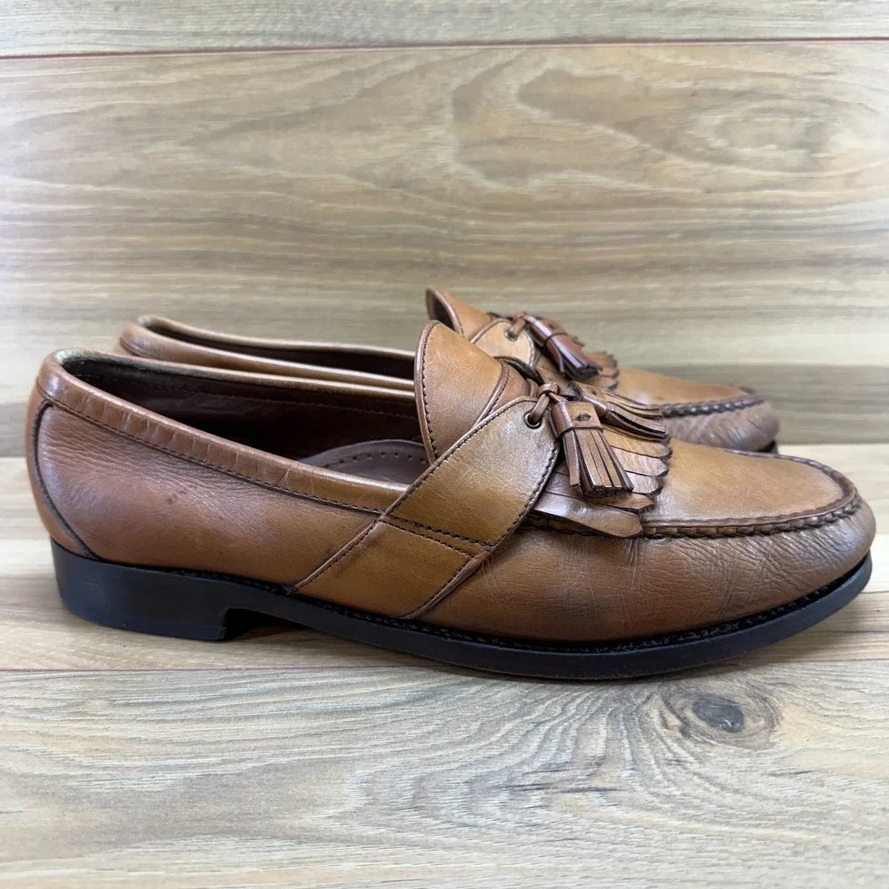 Allen Edmonds Enfield Tassel Loafers Mens 10.5 D Walnut Leather Moc Ivy Business